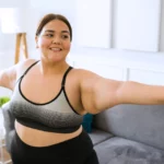 Excited woman proud of her fitness journey